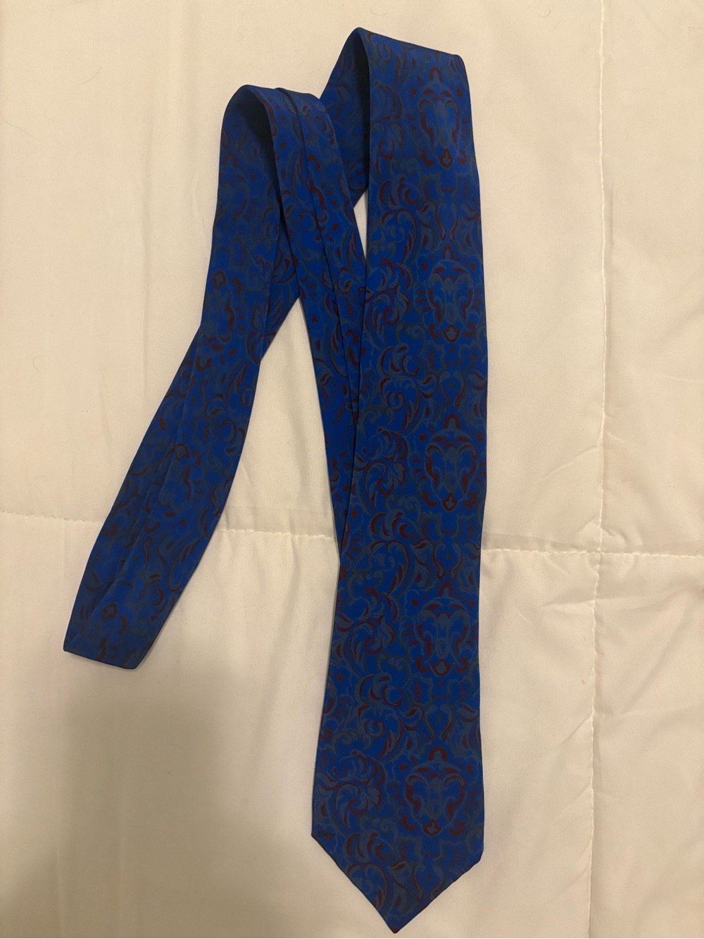 Valentino Blue and Burgundy Paisley Silk Scarf